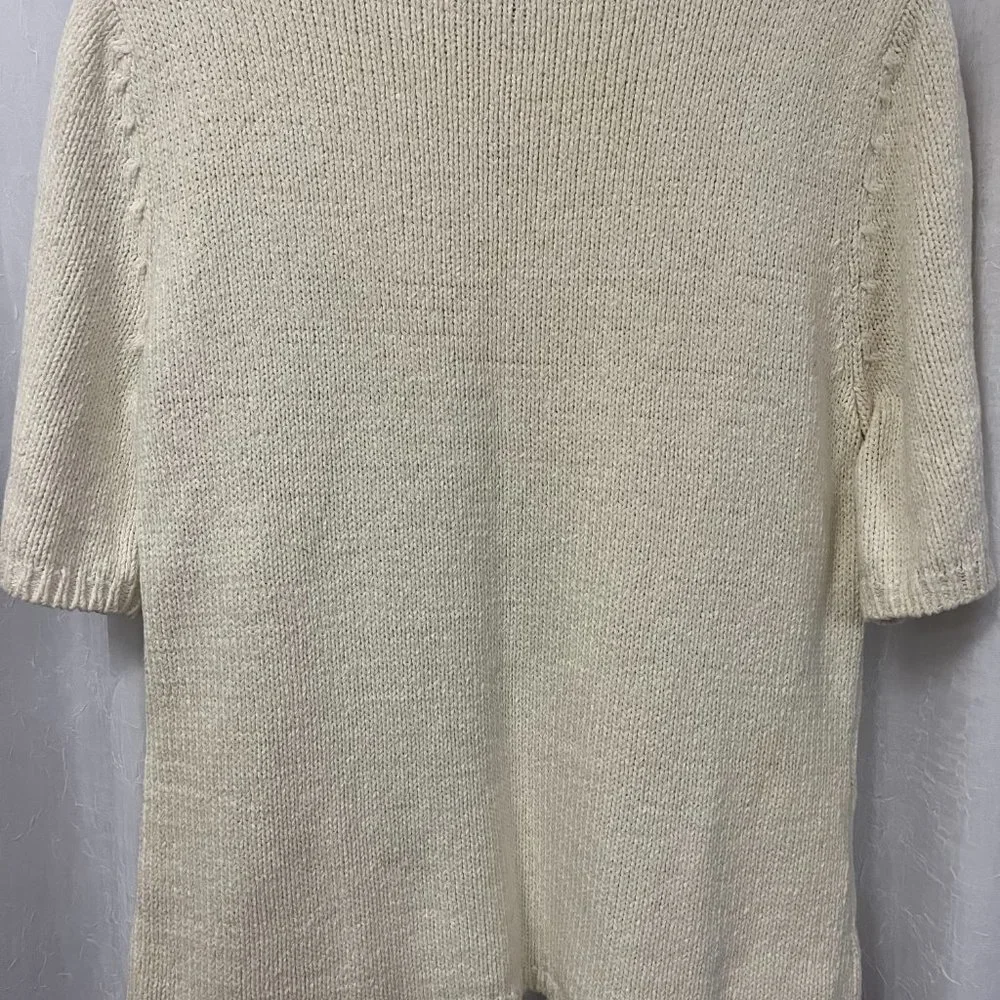 Talbots Women's Sweater Ivory Short Sleeve Size X-Large - Picture 5 of 5